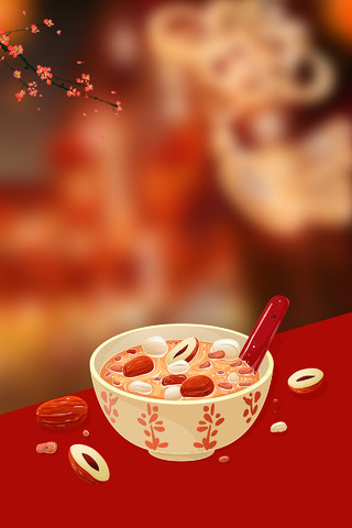 腊梅中国传统节日腊八节腊八粥美食背景